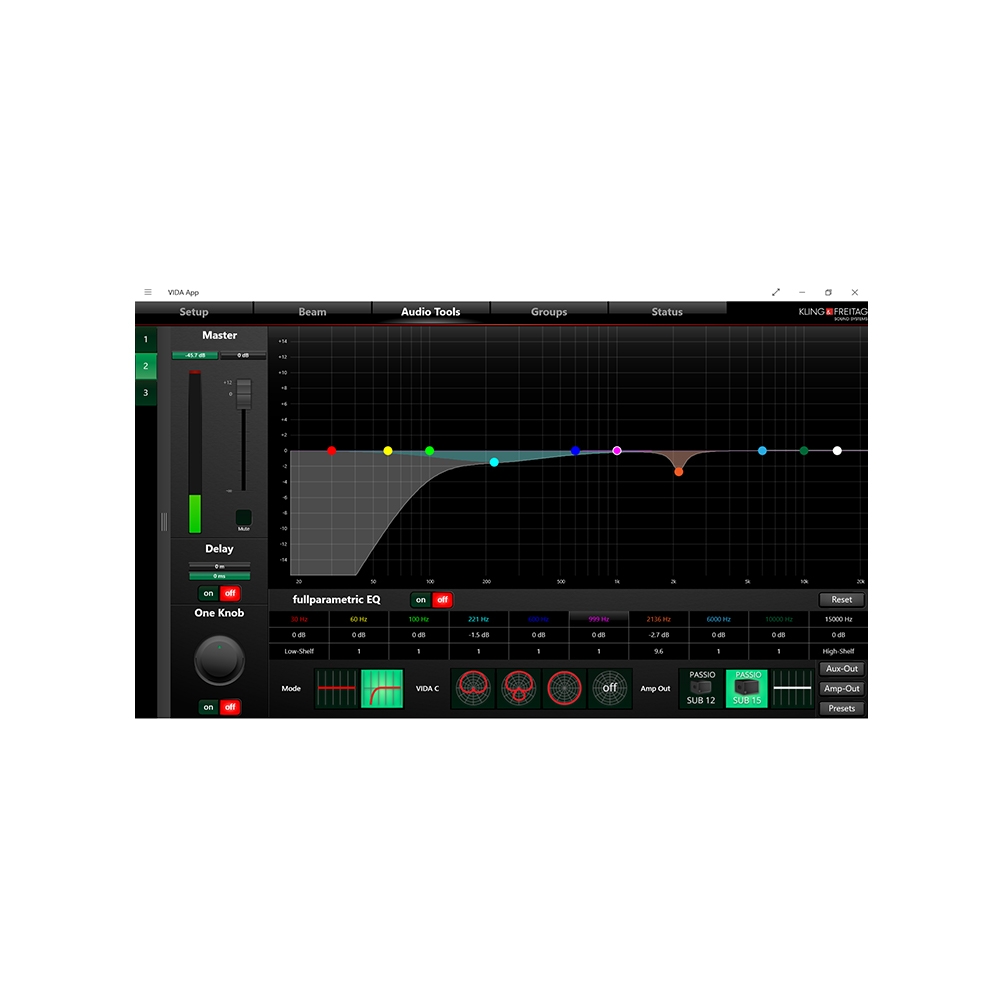 上海中美亚KLING&FREITAG(K&F)多用途智能数字阵列VIDA APP配置软件界面