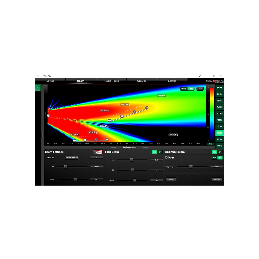 上海中美亚KLING&FREITAG(K&F)多用途智能数字阵列VIDA APP配置软件界面